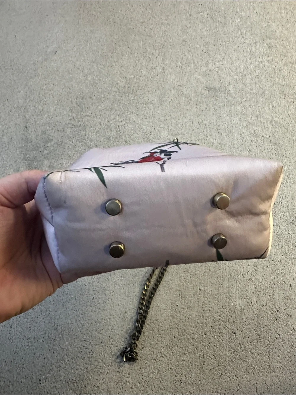 Vintage-Inspired Pink Floral Satin Crossbody Bag